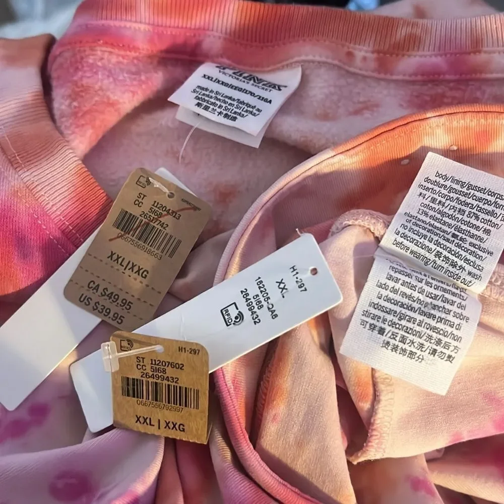 Victorias Secret Pink Set Cotton Fleece Top & High Waist V crossover Skirt XXL